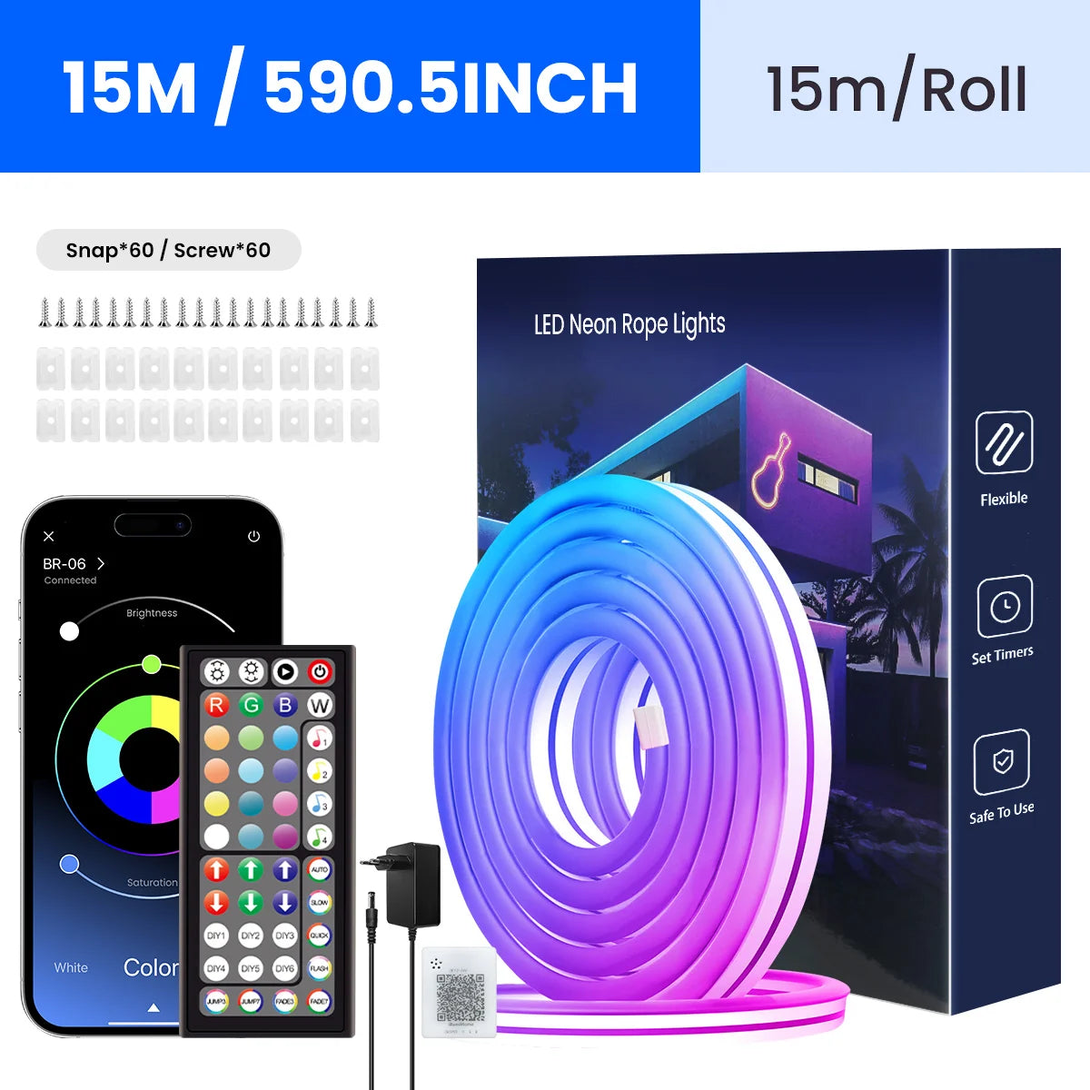 RGB neoninė LED juosta su valdymu per programėlę