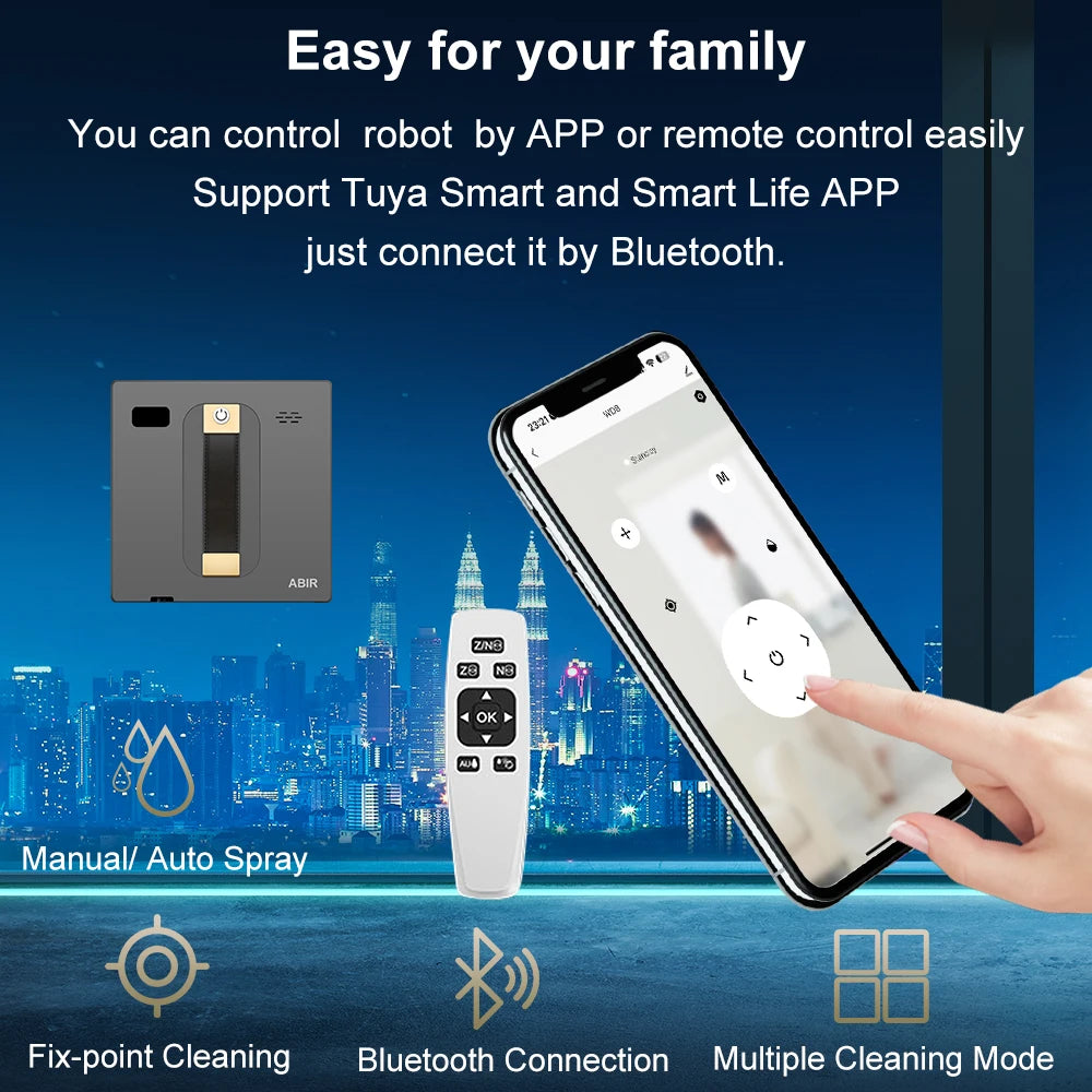 Langų valymo robotas su purškimu ir APP valdymu